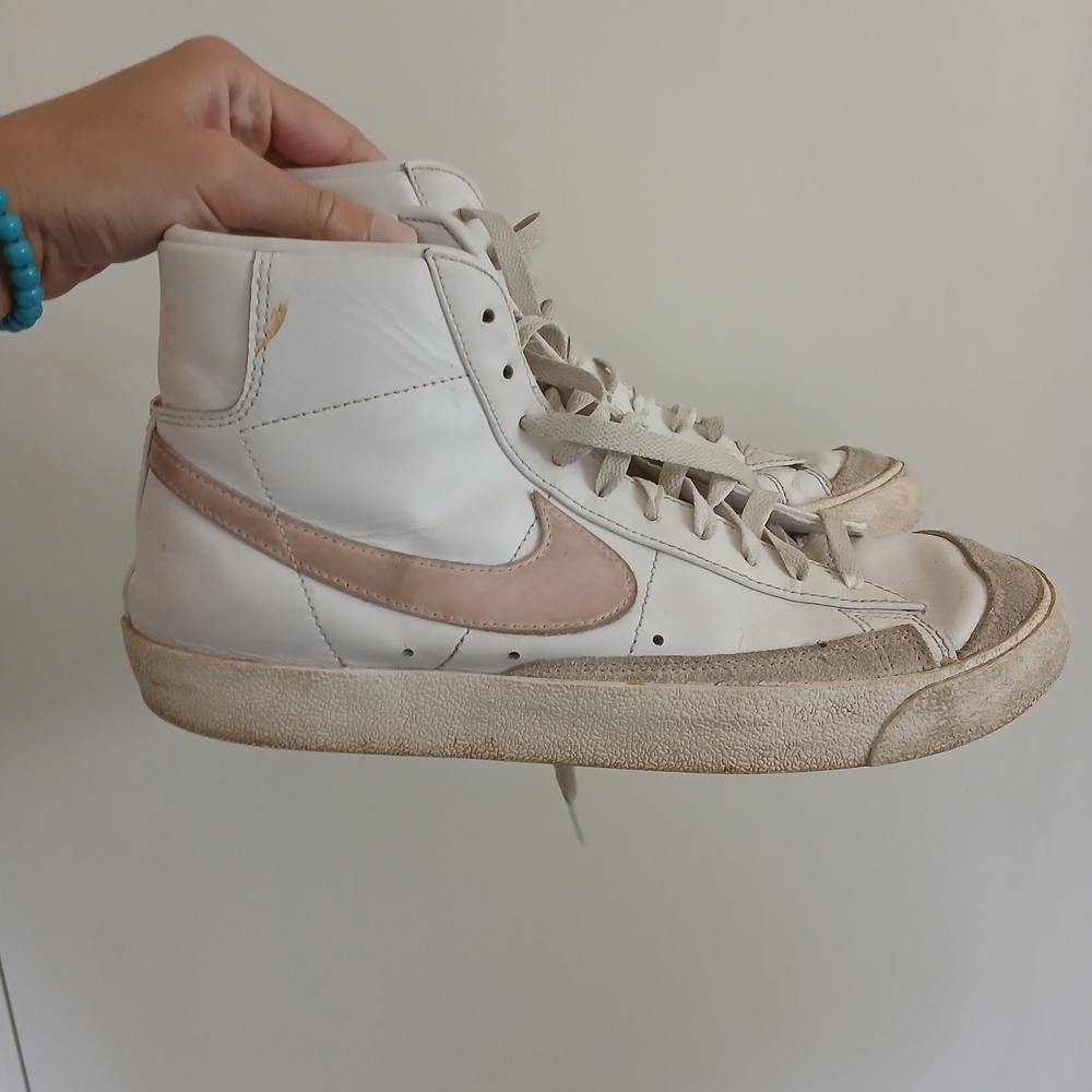 Nike Women's Cream and White High-Top Sneakers